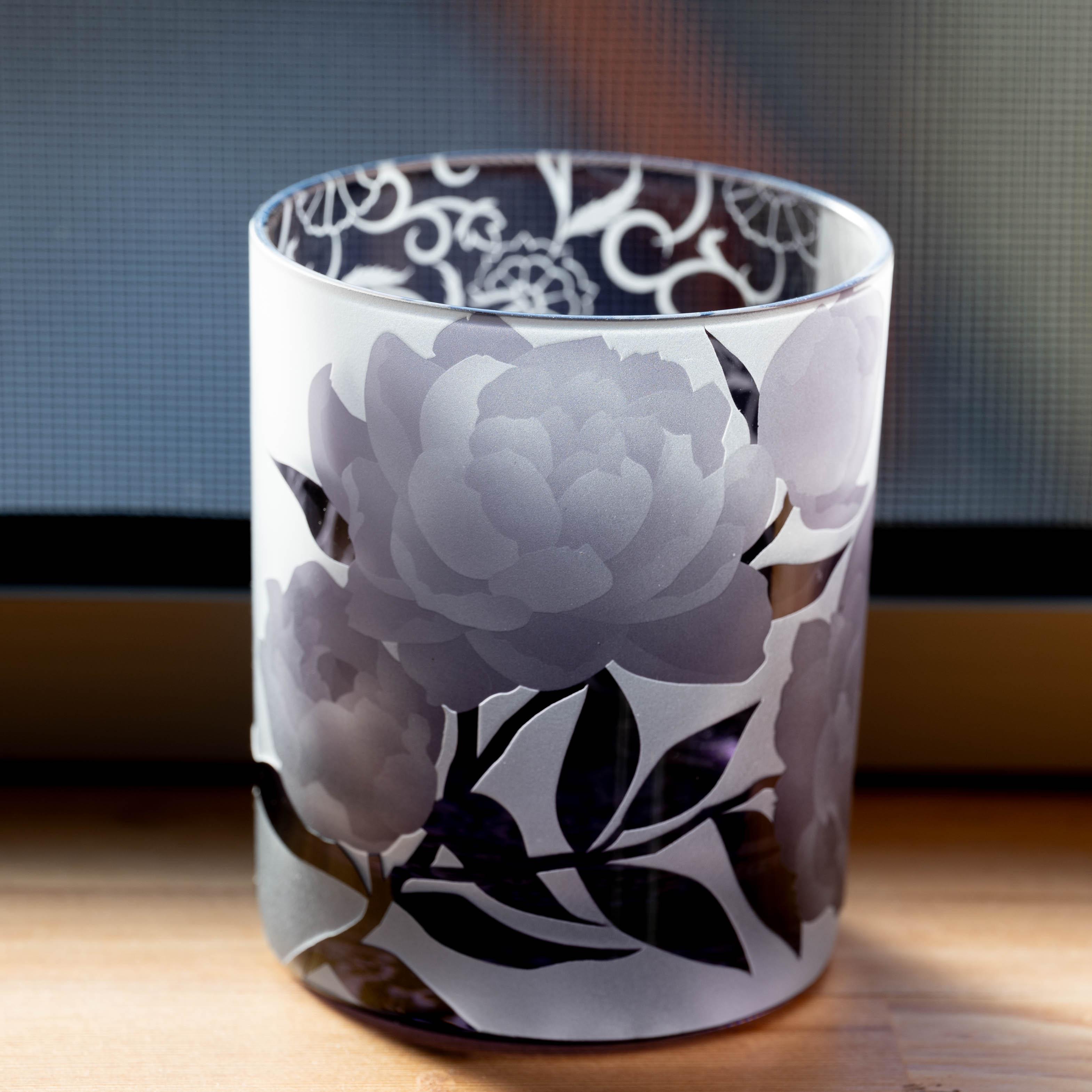 華のグラス「芍薬」（紫）