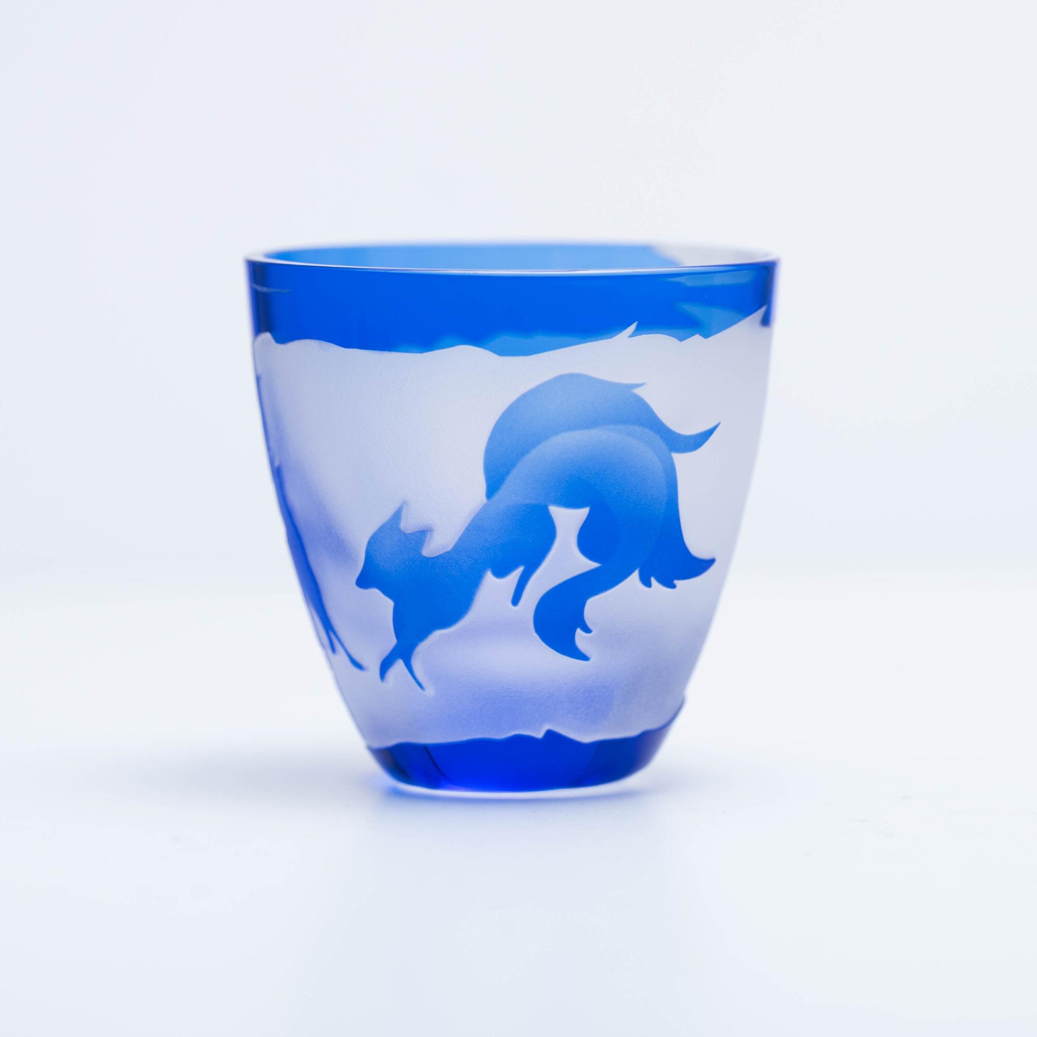 狐のぐい呑み（藍） | 4枚目